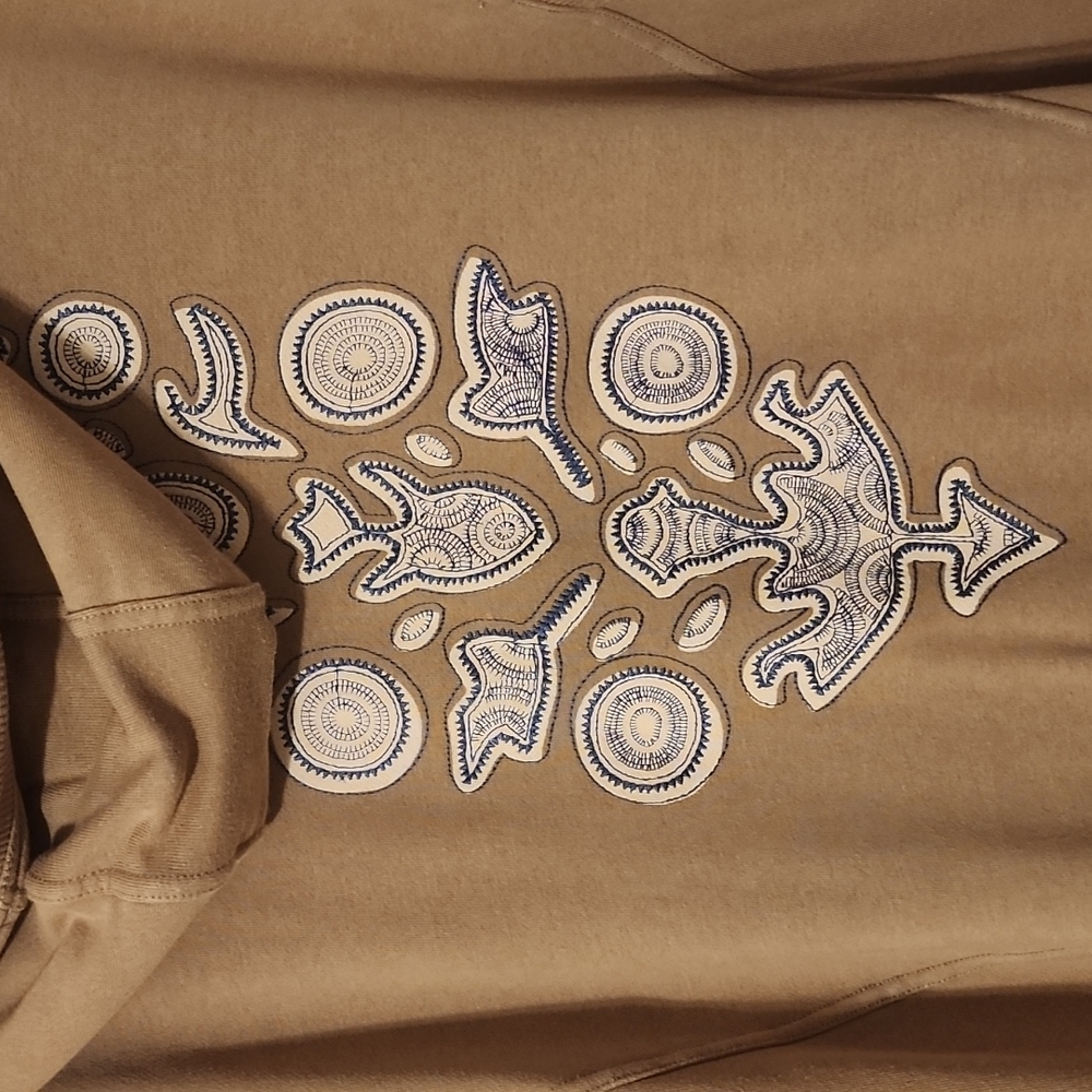 Free People Dusty Rose Hoodie with Blue Embroidered Back - Picture 10 of 11